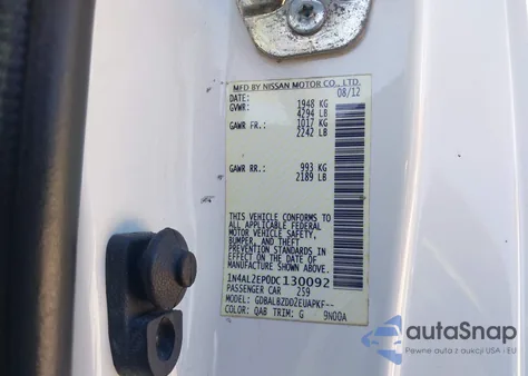 2013 Nissan Altima 2.5 S from USA, damaged, VIN 1N4AL2EP0DC130092